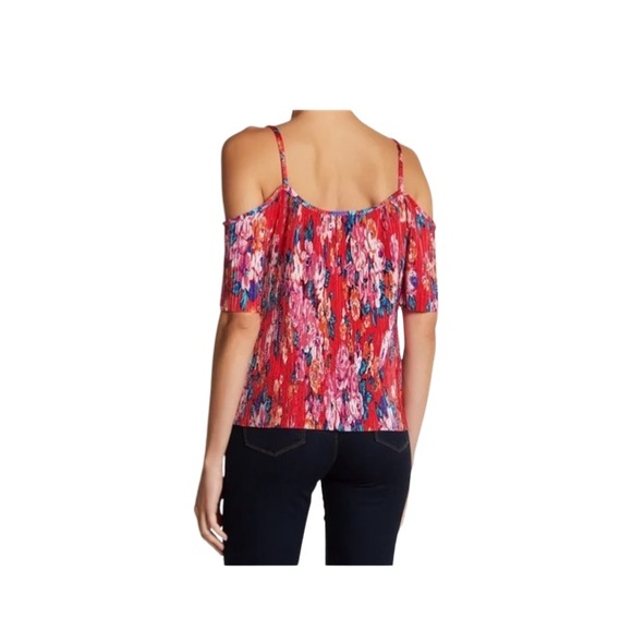 HIP Nordstrom brand size Small Top Poppy Floral Open Shoulder - Picture 2 of 7
